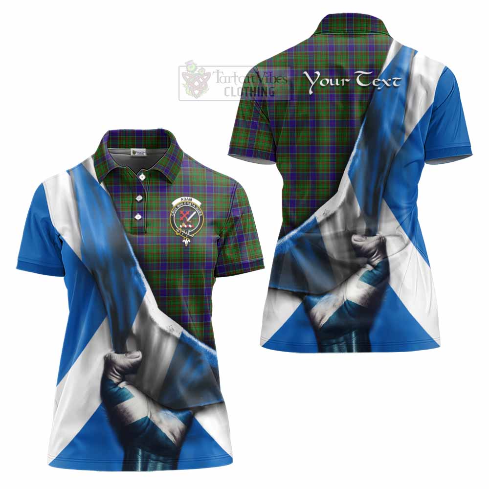 Tartan Vibes Clothing Adam Tartan Women's Polo Shirt with Family Crest Scotland Patriotic Style