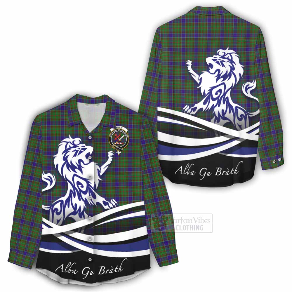 Tartan Vibes Clothing Adam Tartan Women's Casual Shirt with Alba Gu Brath Regal Lion Emblem