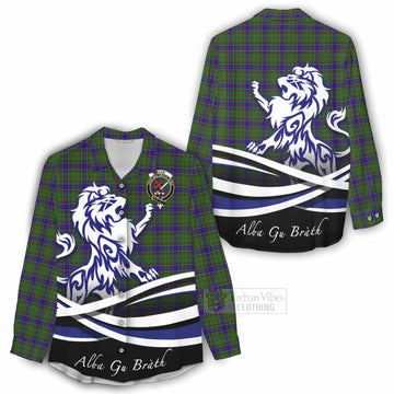 Adam Tartan Women's Casual Shirt with Alba Gu Brath Regal Lion Emblem