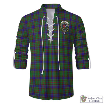 Adam Tartan Men's Scottish Traditional Jacobite Ghillie Kilt Shirt with Family Crest