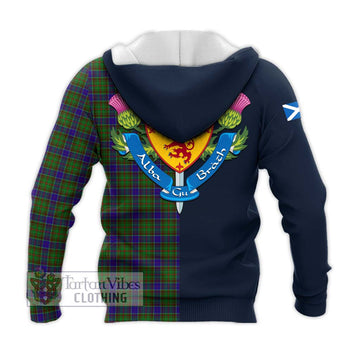 Adam Tartan Knitted Hoodie with Scottish Lion Royal Arm Half Style