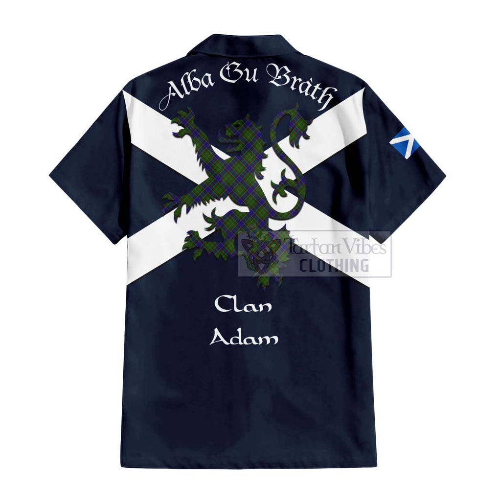 Tartan Vibes Clothing Adam Tartan Lion Rampant Short Sleeve Button Shirt – Proudly Display Your Heritage with Alba Gu Brath and Clan Name