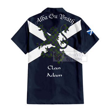 Adam Tartan Lion Rampant Short Sleeve Button Shirt  Proudly Display Your Heritage with Alba Gu Brath and Clan Name