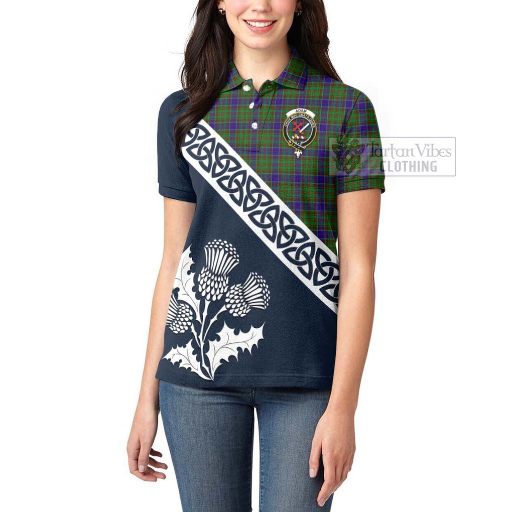 Tartan Vibes Clothing Adam Tartan Women's Polo Shirt Featuring Thistle and Scotland Map