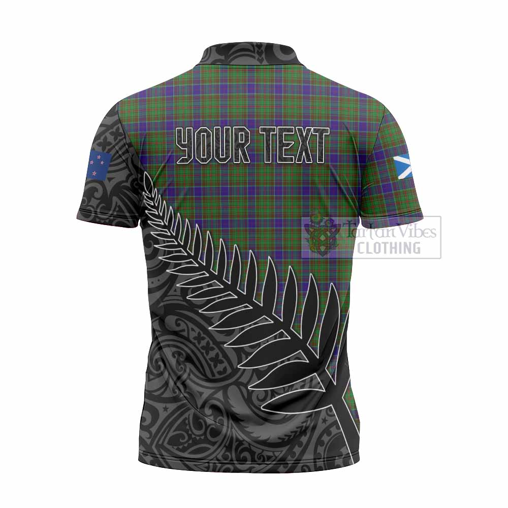 Tartan Vibes Clothing Adam Crest Tartan Zipper Polo Shirt with New Zealand Silver Fern Half Style