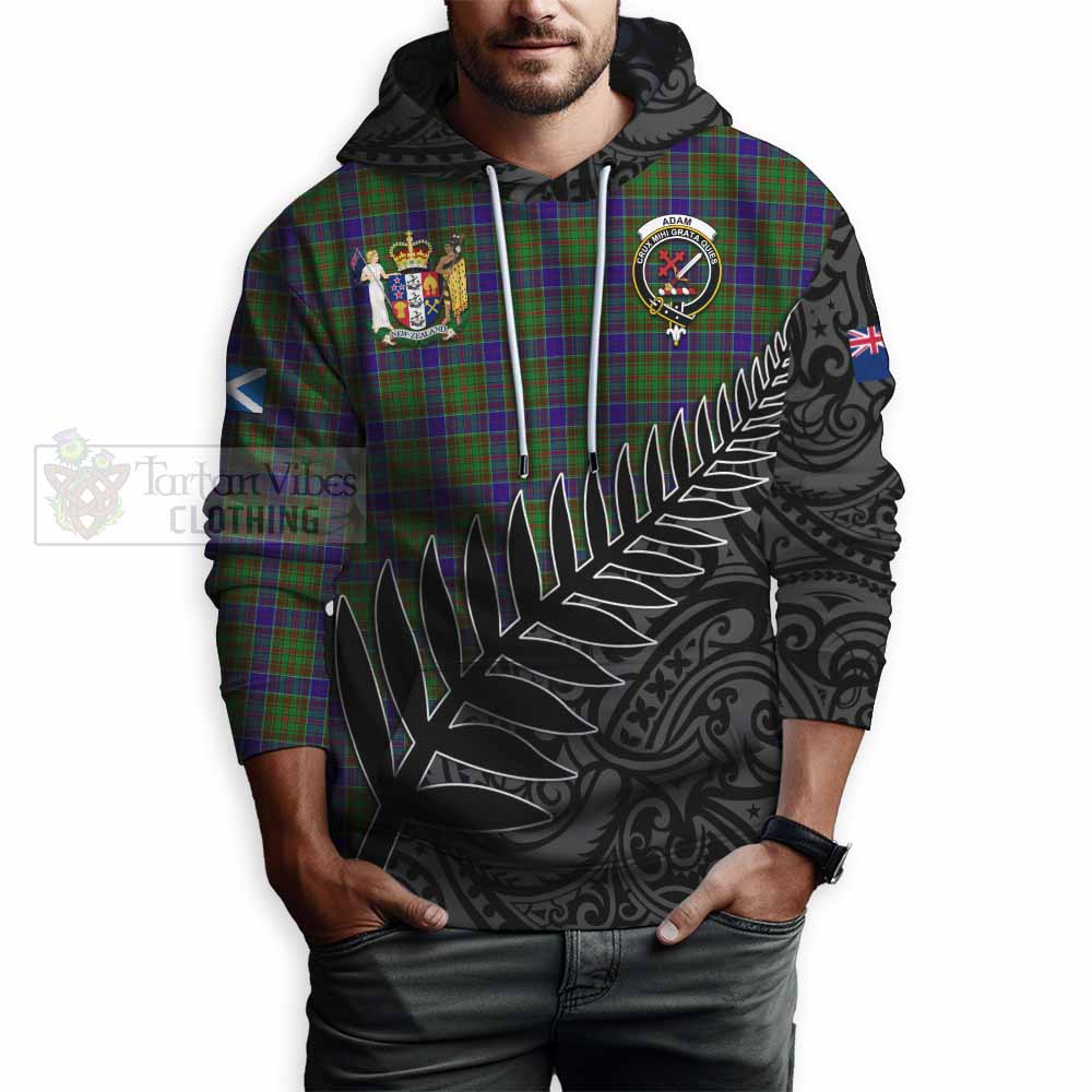 Tartan Vibes Clothing Adam Crest Tartan Hoodie with New Zealand Silver Fern Half Style