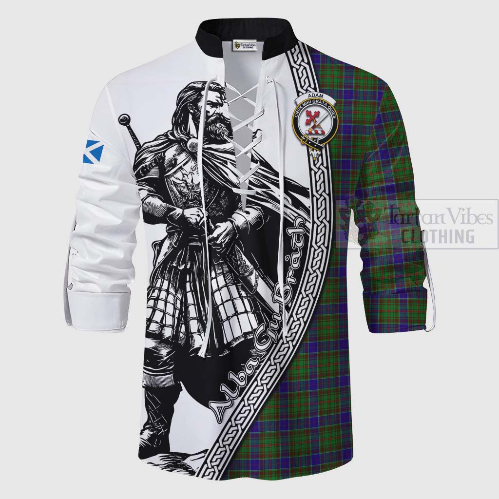 Tartan Vibes Clothing Adam Tartan Clan Crest Ghillie Kilt Shirt with Highlander Warrior Celtic Style