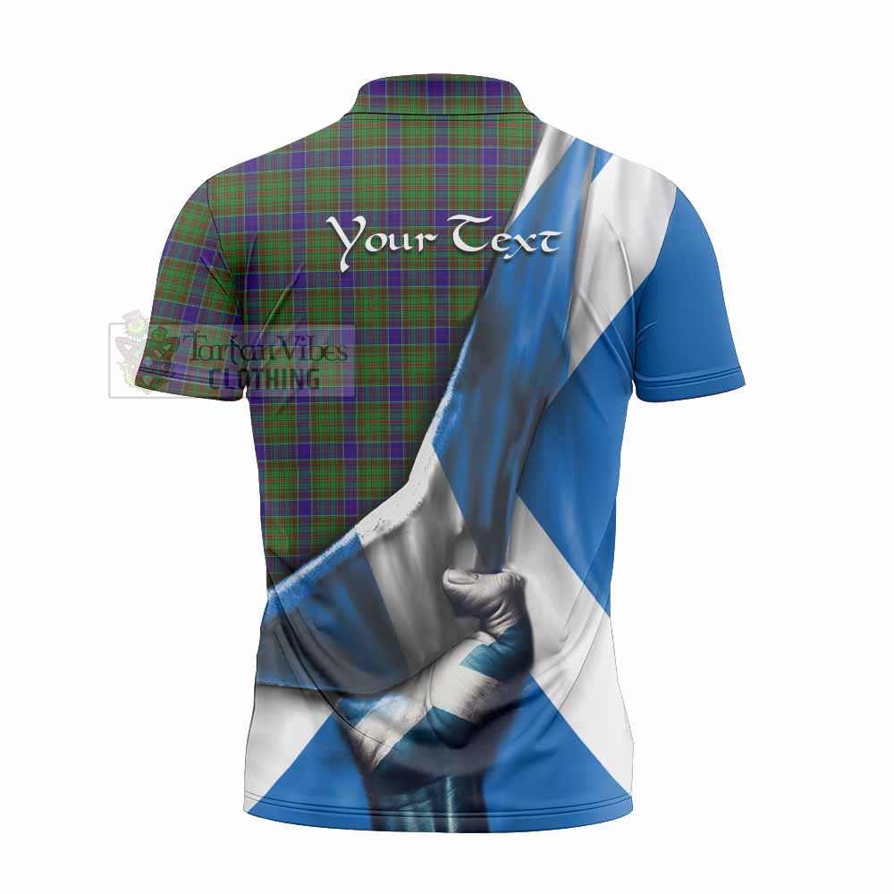 Tartan Vibes Clothing Adam Tartan Zipper Polo Shirt with Family Crest Scotland Patriotic Style