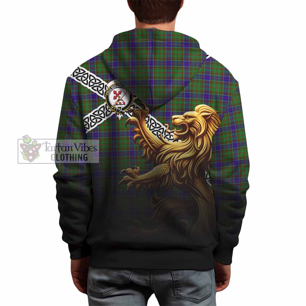 Adam Crest Tartan Hoodie with Golden Lion Emblem Celtic Style - Tartan Vibes Clothing