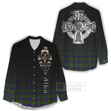 Adam Tartan Women's Casual Shirt Featuring Alba Gu Brath Family Crest Celtic Inspired