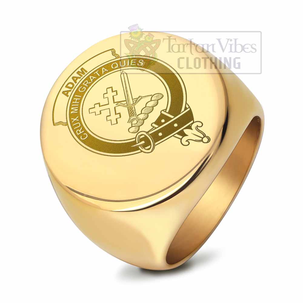 Tartan Vibes Clothing Adam Clan Crest Engraved Ring