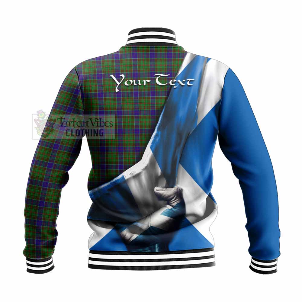 Tartan Vibes Clothing Adam Tartan Baseball Jacket with Family Crest Scotland Patriotic Style