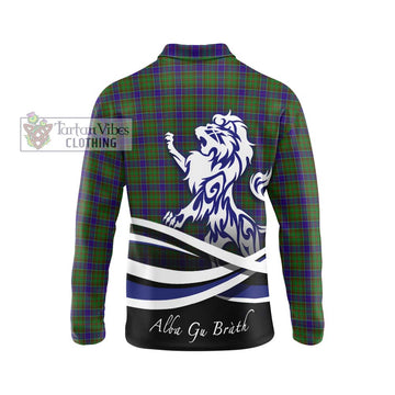 Adam Tartan Long Sleeve Polo Shirt with Alba Gu Brath Regal Lion Emblem