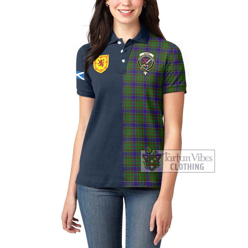 Tartan Vibes Clothing Adam Tartan Women's Polo Shirt with Scottish Lion Royal Arm Half Style