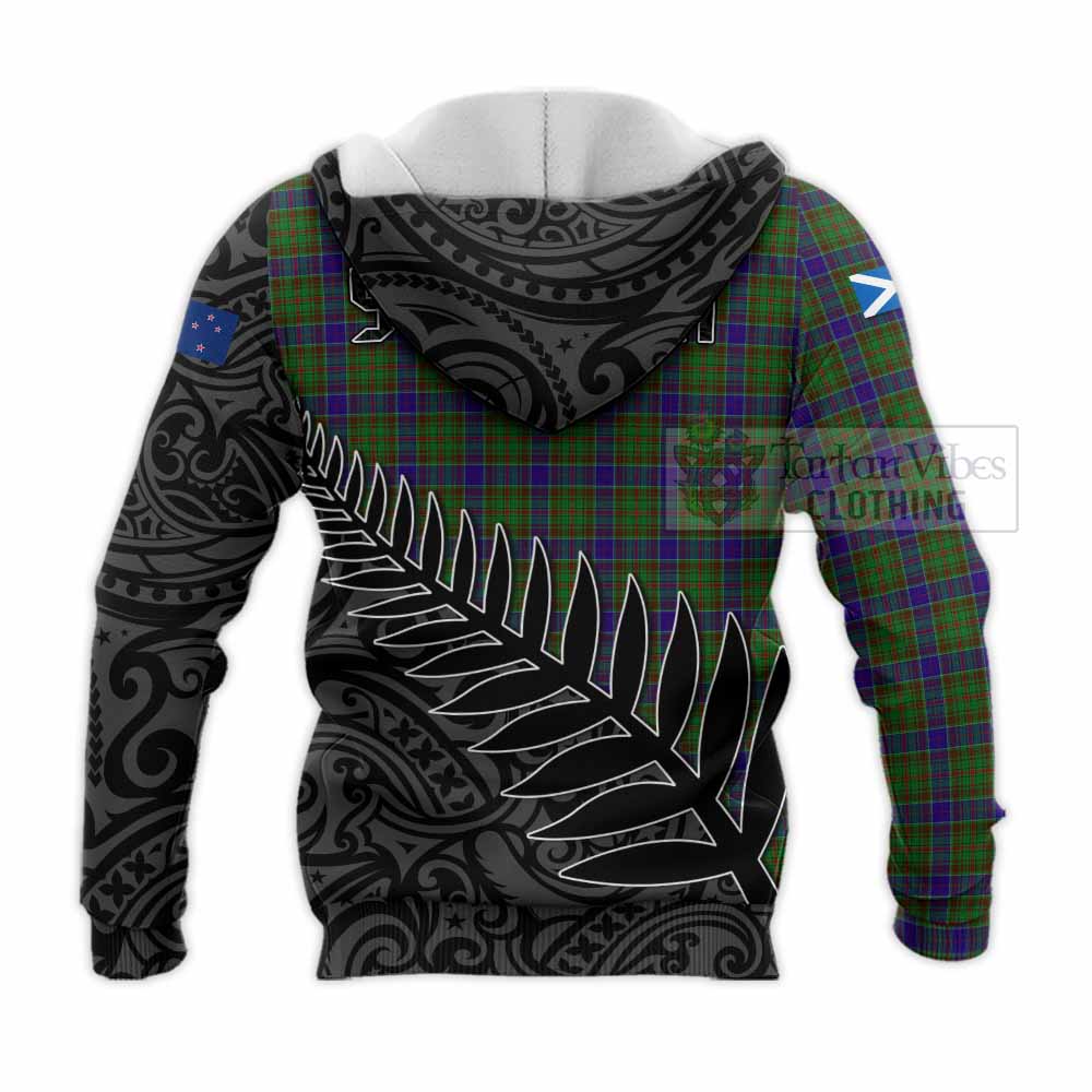 Tartan Vibes Clothing Adam Crest Tartan Knitted Hoodie with New Zealand Silver Fern Half Style