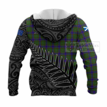 Adam Crest Tartan Knitted Hoodie with New Zealand Silver Fern Half Style