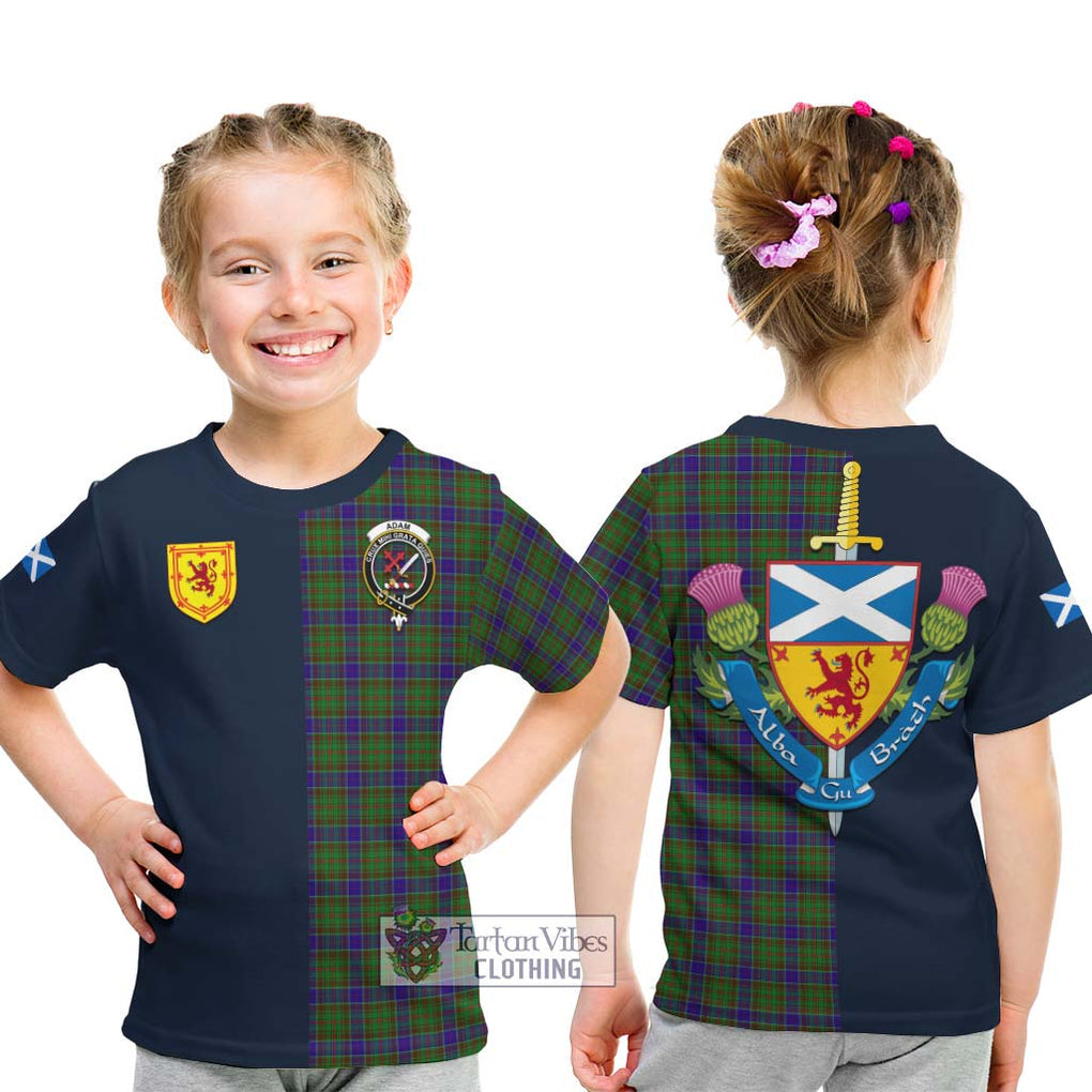 Tartan Vibes Clothing Adam Tartan Kid T-Shirt with Scottish Lion Royal Arm Half Style