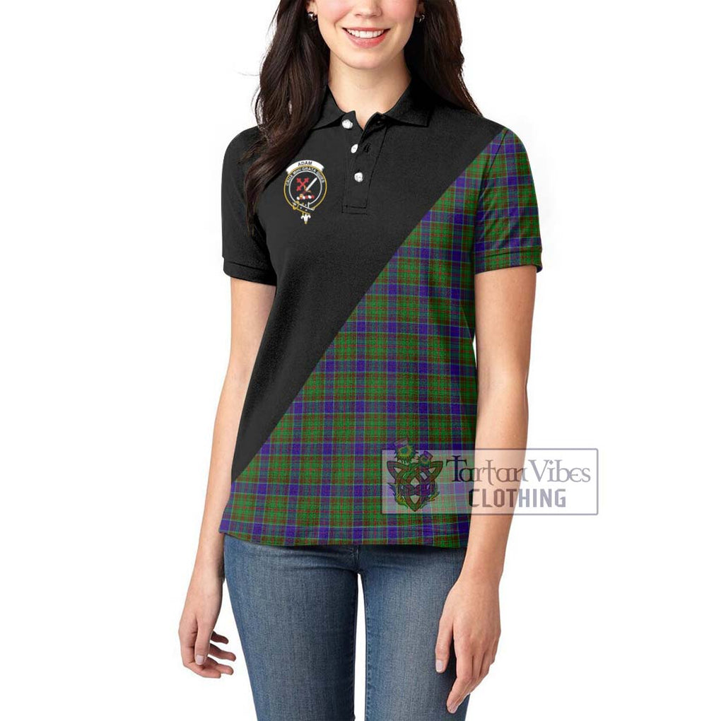 Adam Tartan Women's Polo Shirt with Family Crest and Military Logo Style - Tartanvibesclothing Shop