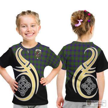 Adam Tartan Kid T-Shirt with Family Crest and Celtic Symbol Style