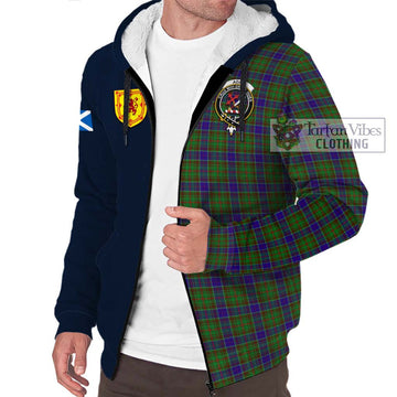 Adam Tartan Sherpa Hoodie Alba with Scottish Lion Royal Arm Half Style