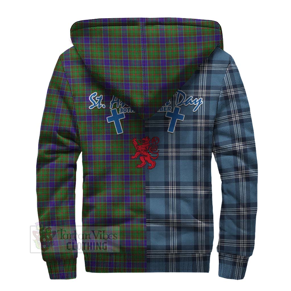 Tartan Vibes Clothing Adam Tartan Sherpa Hoodie Happy St. Andrew's Day Half Tartan Style