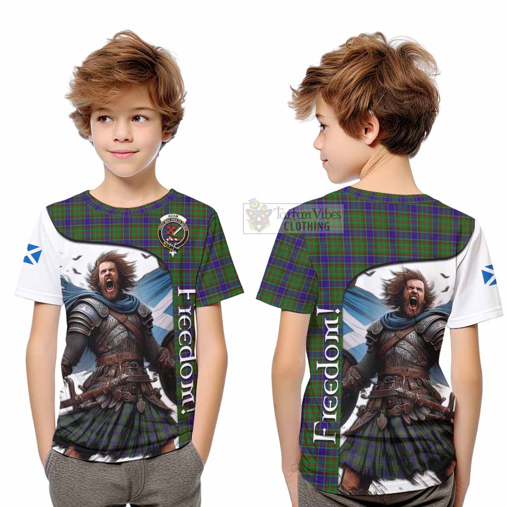 Tartan Vibes Clothing Adam Crest Tartan Kid T-Shirt Inspired by the Freedom of Scottish Warrior