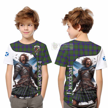 Adam Crest Tartan Kid T-Shirt Inspired by the Freedom of Scottish Warrior