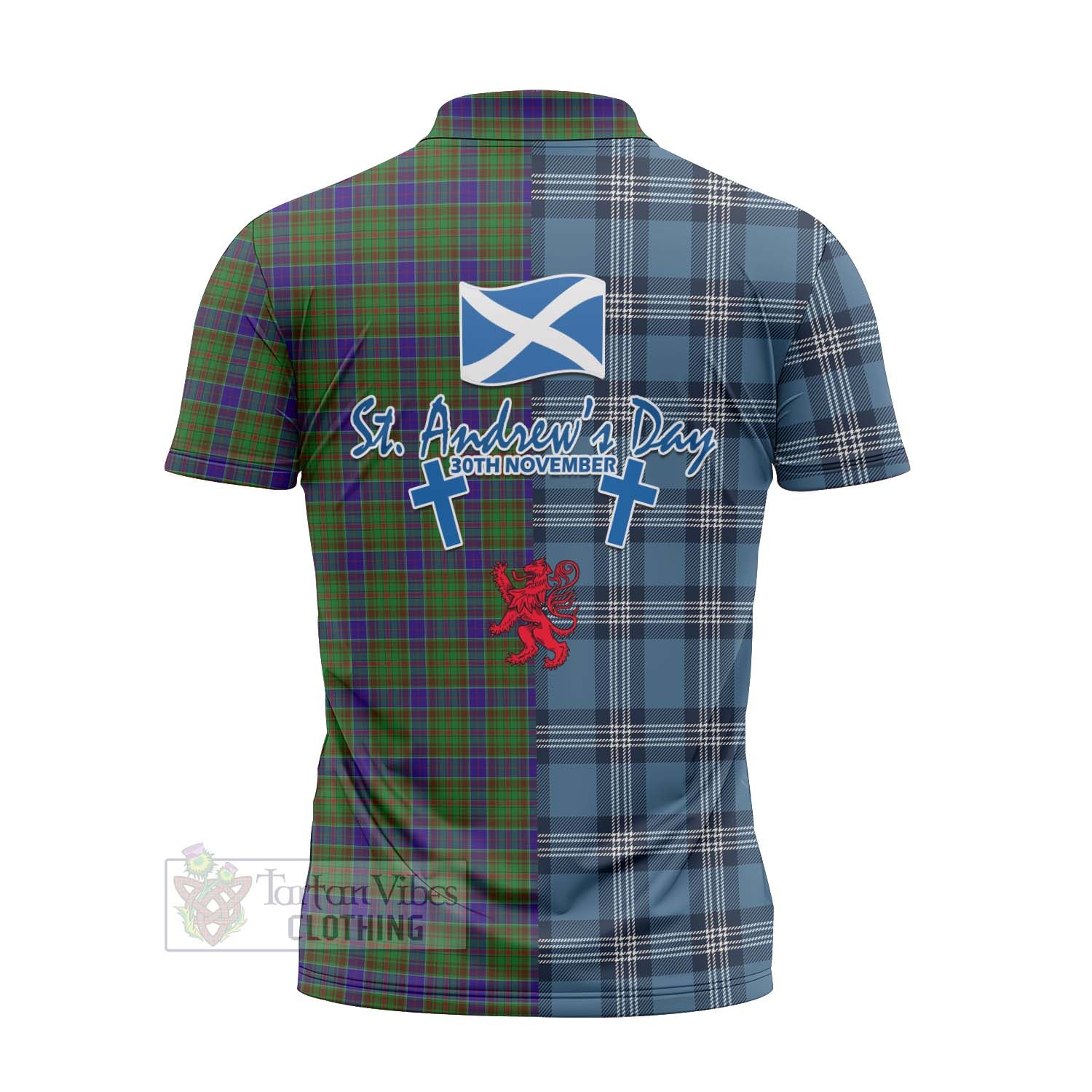 Tartan Vibes Clothing Adam Tartan Zipper Polo Shirt Happy St. Andrew's Day Half Tartan Style