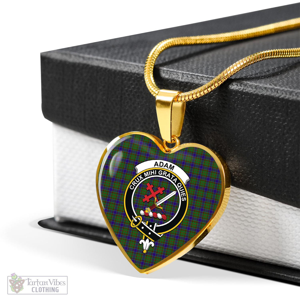 Adam Tartan Heart Necklace with Family Crest - Tartan Vibes Clothing