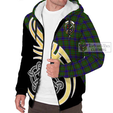 Adam Tartan Sherpa Hoodie with Family Crest and Celtic Symbol Style