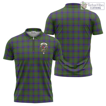 Adam Tartan Zipper Polo Shirt with Family Crest