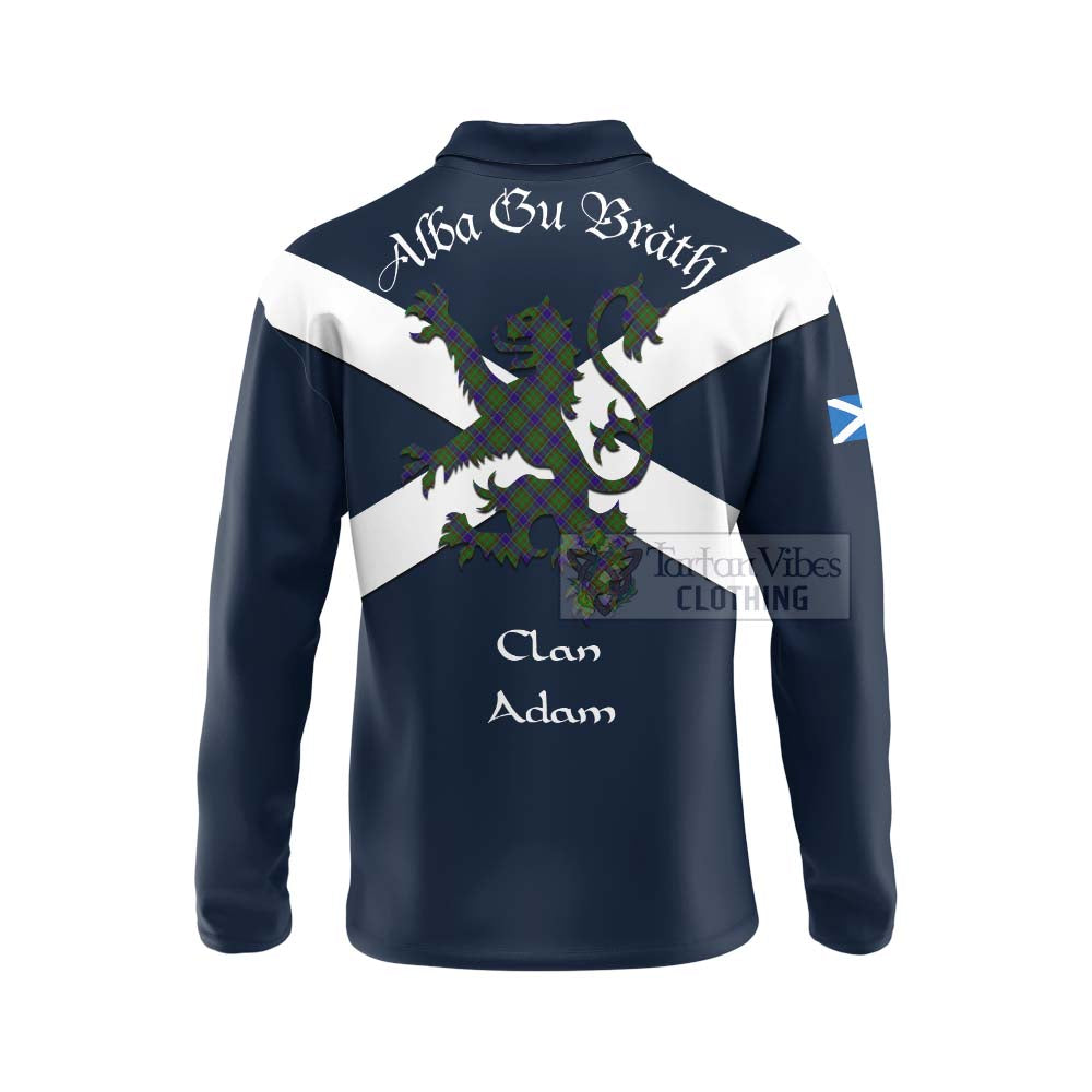 Tartan Vibes Clothing Adam Tartan Lion Rampant Long Sleeve Polo Shirt – Proudly Display Your Heritage with Alba Gu Brath and Clan Name