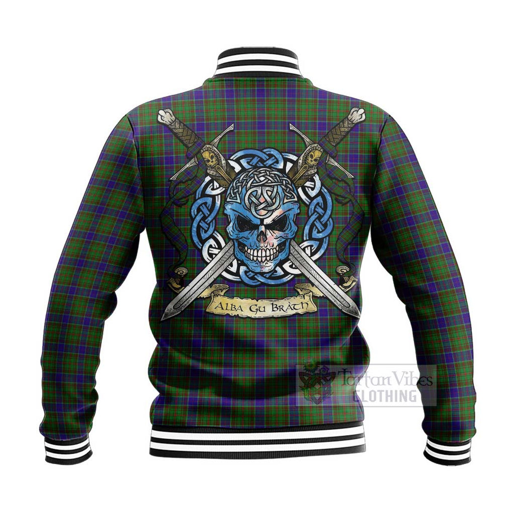 Tartan Vibes Clothing Adam Tartan Baseball Jacket with Family Crest Celtic Skull Style