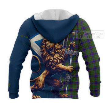 Adam Tartan Family Crest Knitted Hoodie with Scottish Majestic Lion