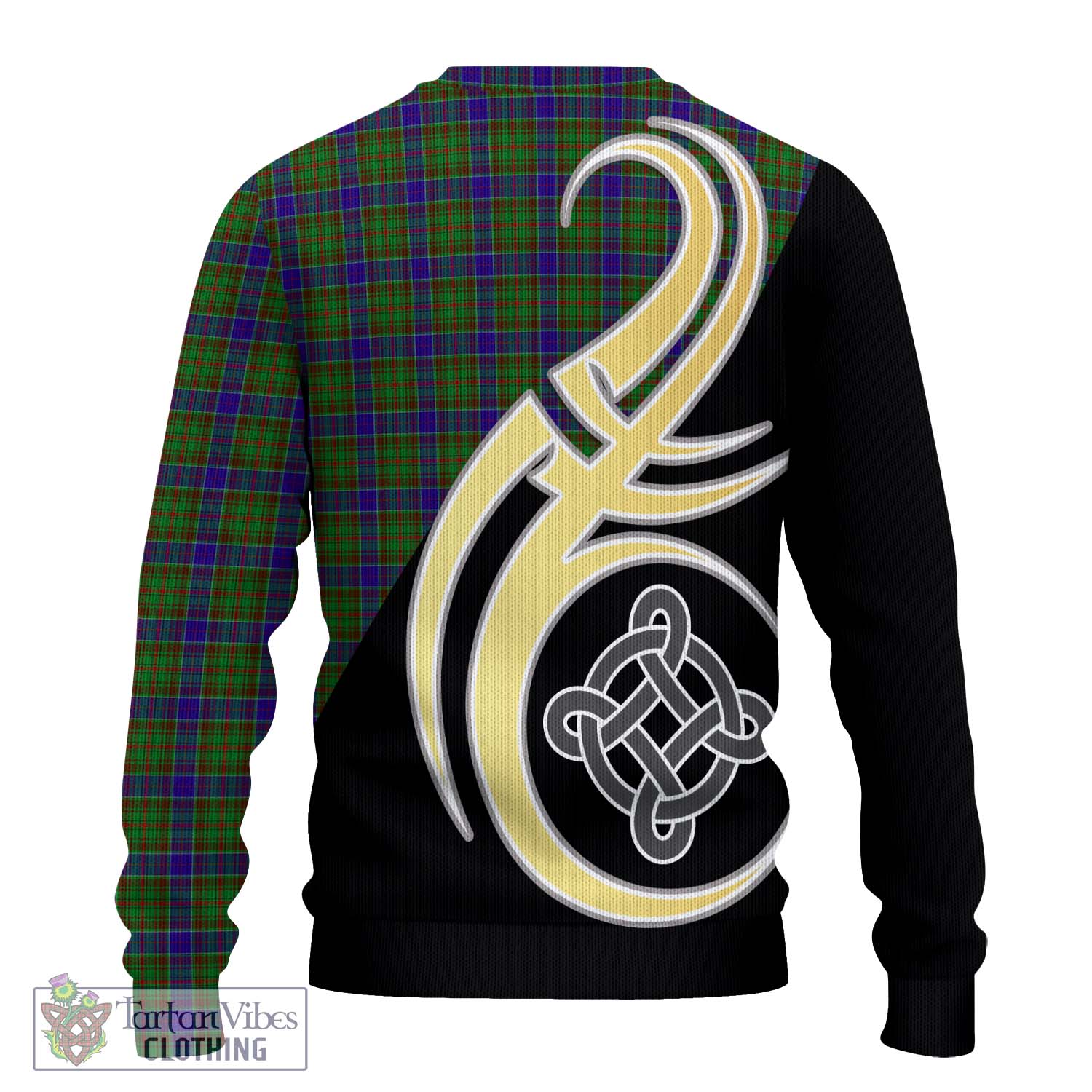 Tartan Vibes Clothing Adam Tartan Knitted Sweater with Family Crest and Celtic Symbol Style