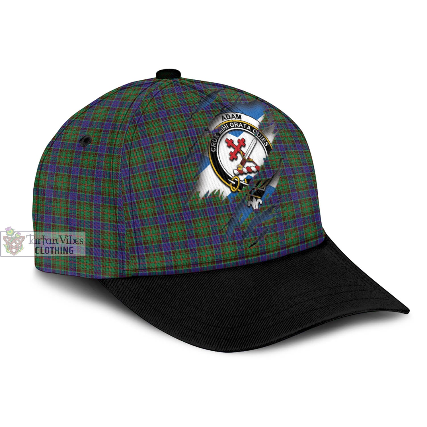 Tartan Vibes Clothing Adam Tartan Classic Cap with Family Crest In Me Style