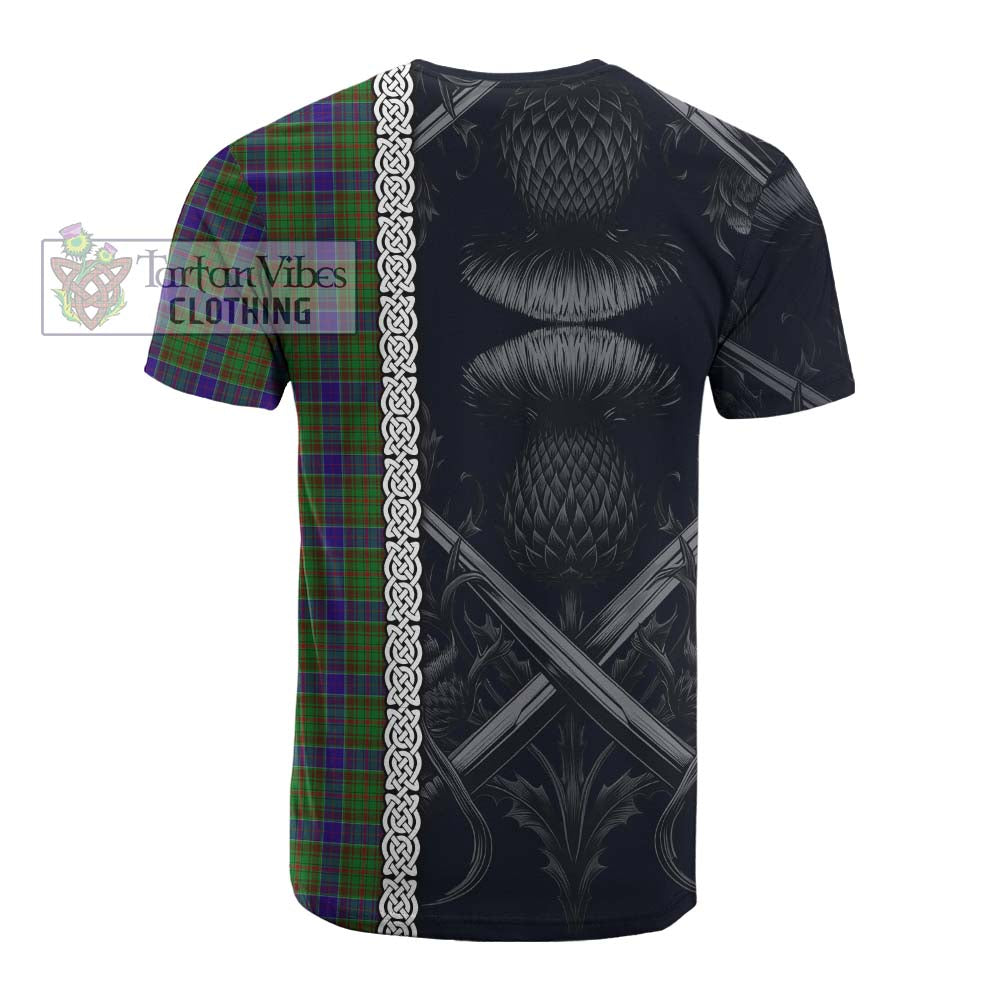 Tartan Vibes Clothing Adam Tartan Cotton T-shirt with Family Crest Cross Sword Thistle Celtic Vibes