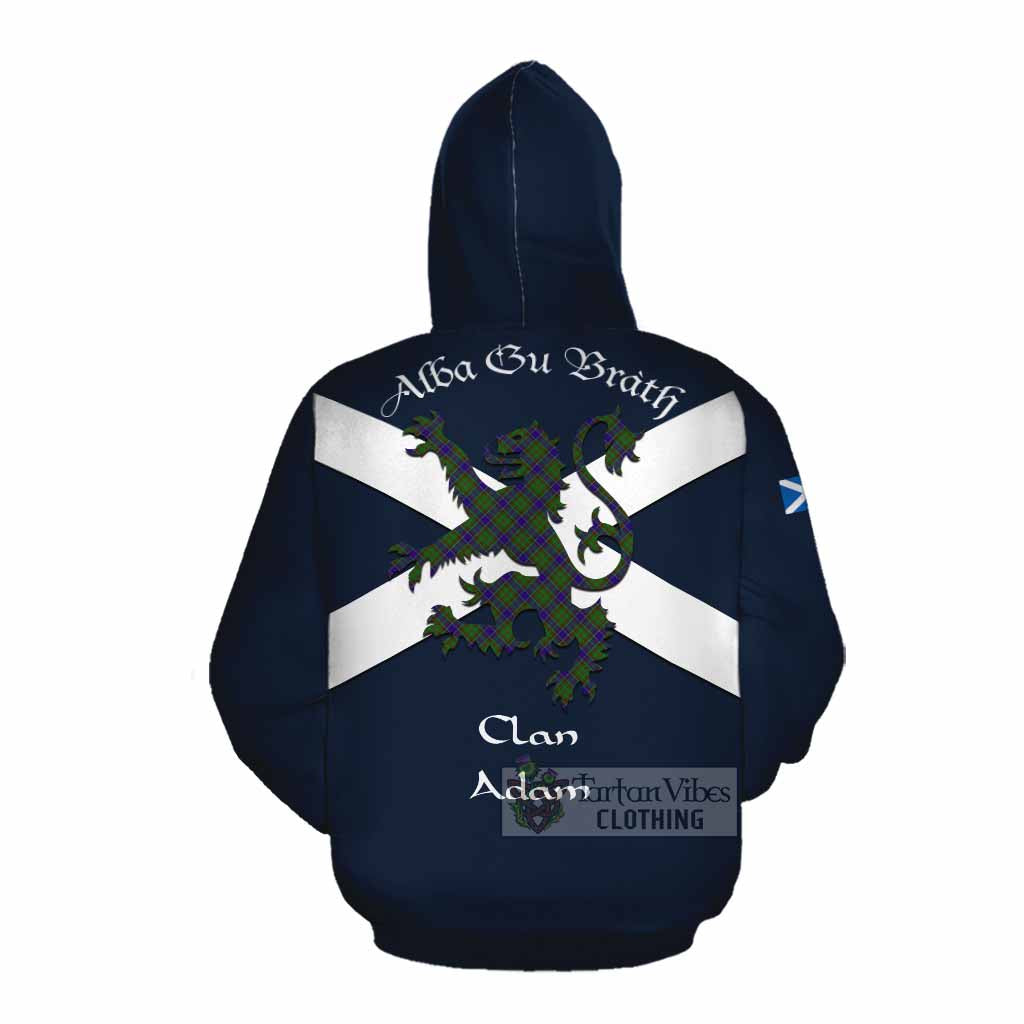 Tartan Vibes Clothing Adam Tartan Lion Rampant Cotton Hoodie Proudly Display Your Heritage with Alba Gu Brath and Clan Name