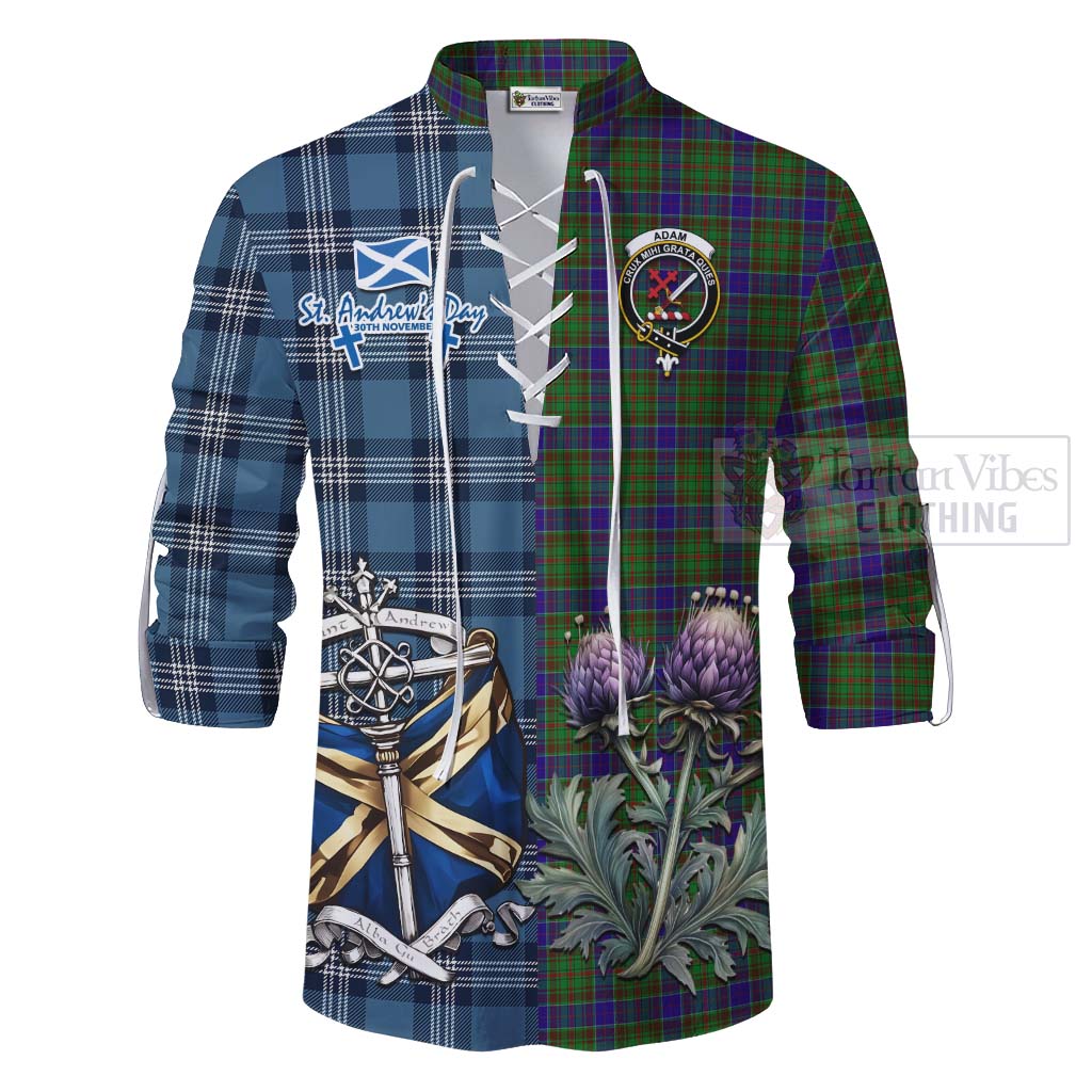 Tartan Vibes Clothing Adam Tartan Ghillie Kilt Shirt Happy St. Andrew's Day Half Tartan Style