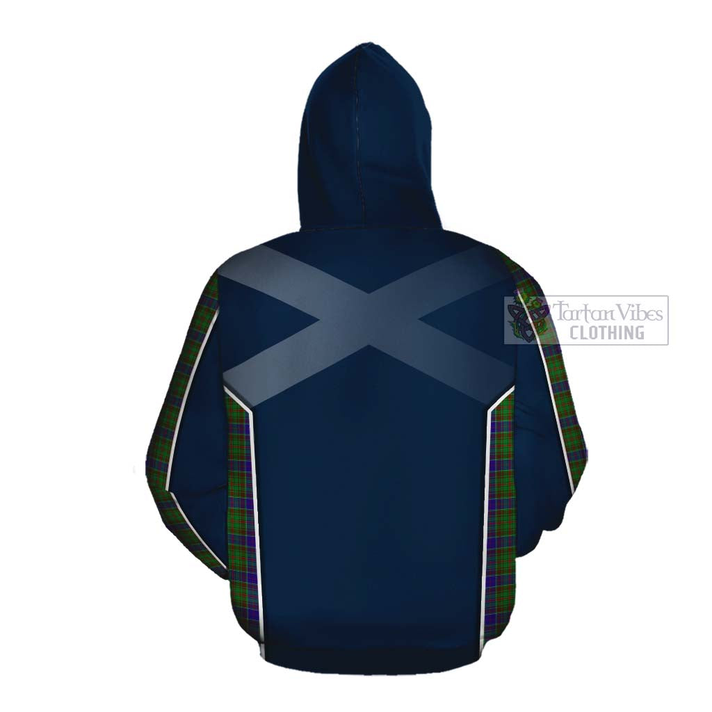 Tartan Vibes Clothing Adam Tartan Cotton Hoodie with Family Crest and Scottish Thistle Vibes Sport Style