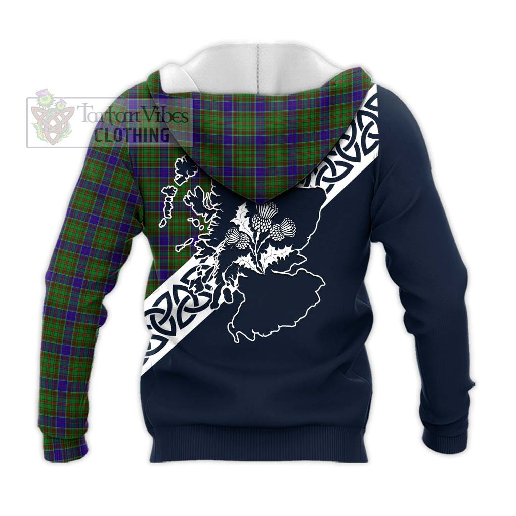 Adam Tartan Knitted Hoodie Featuring Thistle and Scotland Map - Tartan Vibes Clothing