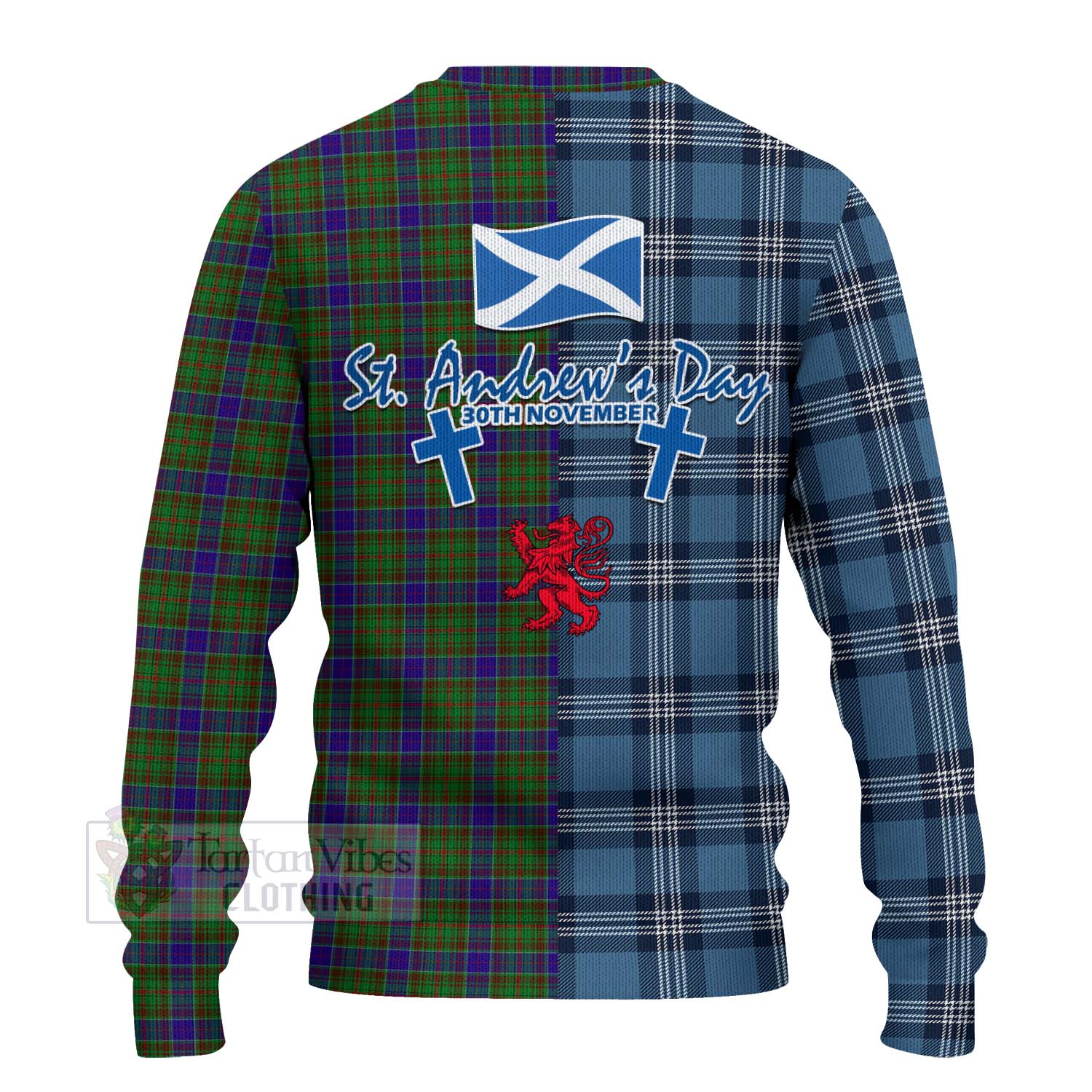 Tartan Vibes Clothing Adam Tartan Knitted Sweater Happy St. Andrew's Day Half Tartan Style