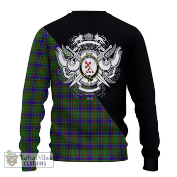 Adam Tartan Knitted Sweater with Family Crest and Military Logo Style