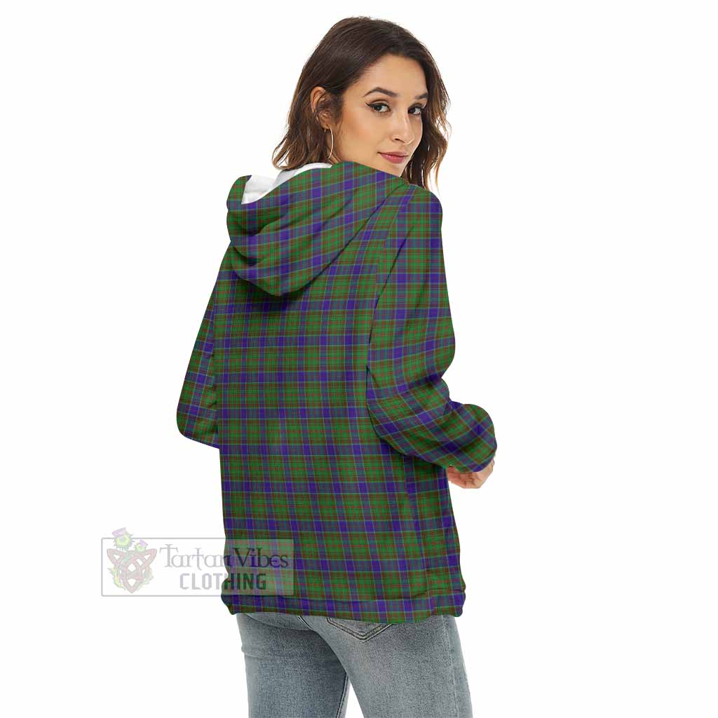 Tartan Vibes Clothing Adam Tartan Crest Women's Borg  Half Zip Fleece Hoodie