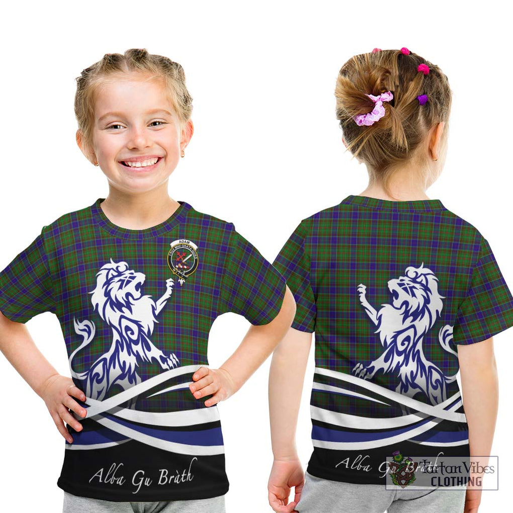 Adam Tartan Kid T-Shirt with Alba Gu Brath Regal Lion Emblem - Tartanvibesclothing Shop