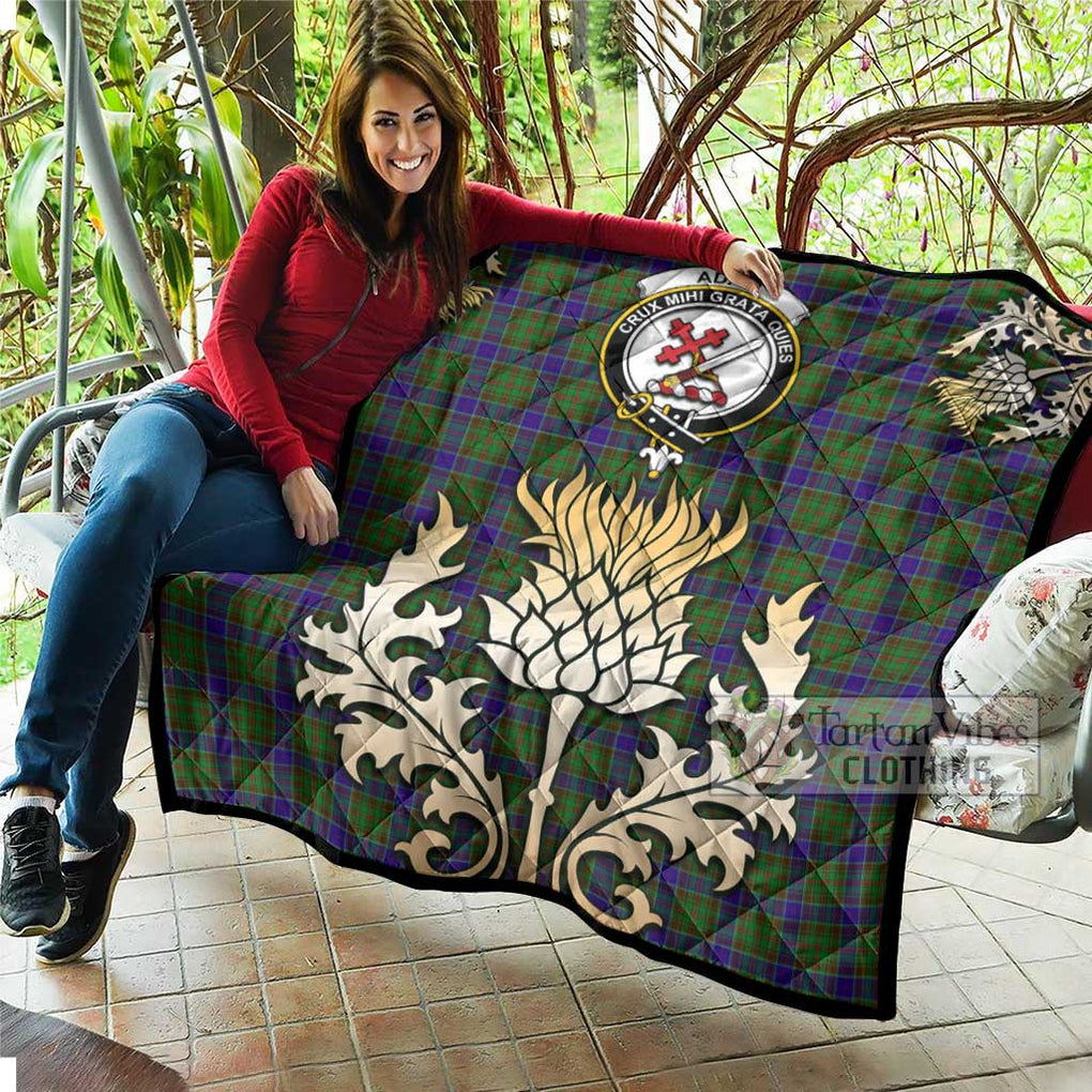 Tartan Vibes Clothing Adam Tartan Quilt with Family Crest and Golden Thistle Style