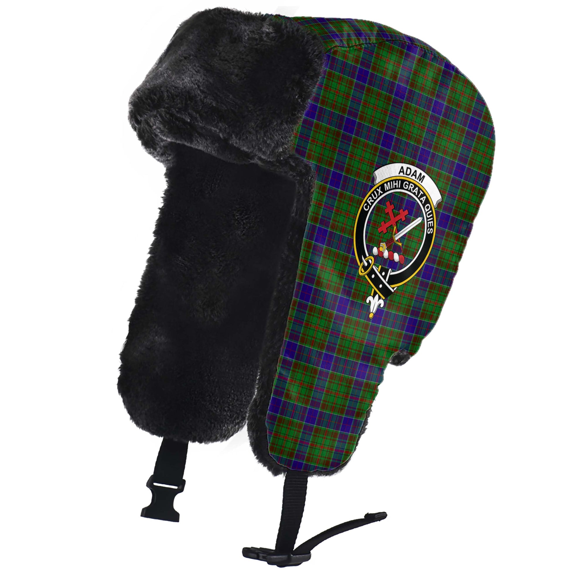 Adam Tartan Winter Trapper Hat with Family Crest - Tartanvibesclothing