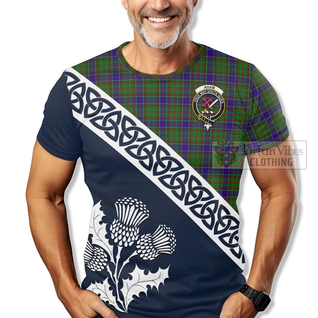 Adam Tartan T-Shirt Featuring Thistle and Scotland Map