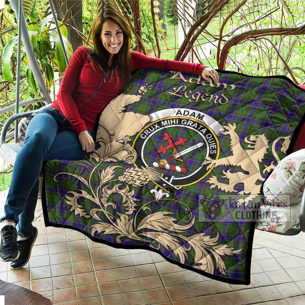 Tartan Vibes Clothing Adam Tartan Quilt with Family Crest and Scottish Symbol Style