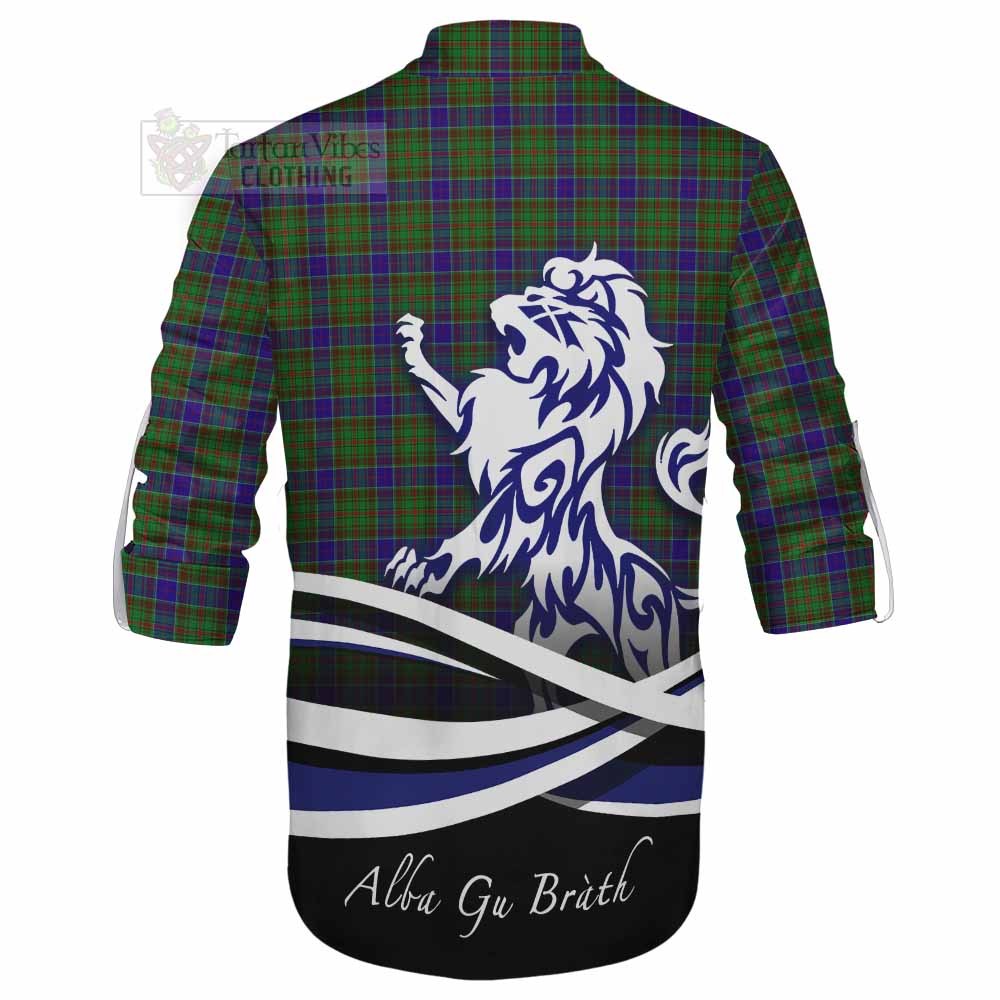 Tartan Vibes Clothing Adam Tartan Ghillie Kilt Shirt with Alba Gu Brath Regal Lion Emblem